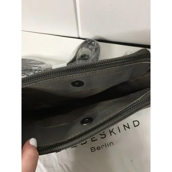 NWT liebeskind berlin small Crossbody handbag Annett Grey Leather Zip Detail - Picture 5 of 9